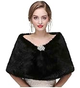 Olbye Yfe Women's Faux Fur Shawls Wraps Wedding Sleeveless Fur Wrap Shawl For Women 1920s Fur Sto...