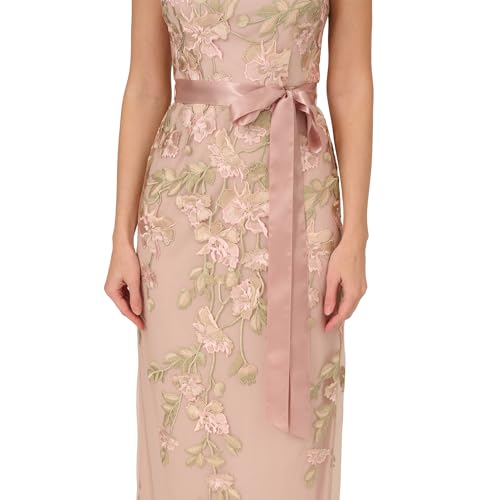 Image of Adrianna Papell Cascading Floral Embroidered Long Column Gown