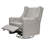 Babyletto Kiwi Glider Recliner Nursery Chair w/ USB Ports - GREENGUARD Gold Certified - Water & Stain Resistant Glider Rocking Chair - Electronic, 270° Swivel, Performance Grey Eco-Weave
