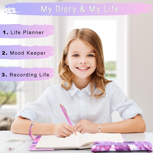 Image of Diary With Lock for Girls Ages 8-12,birthday Gifts for Journals Set With Pen Pencil Case Bookmark,kids Notebook Locking Secret Diary Christmas Gifts for Girls 8 9 10 11 12 Years Tweens Teens