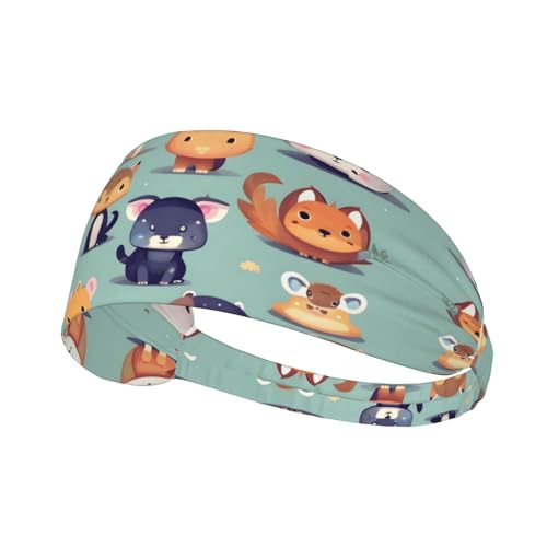 FoRes - Cute Little Animals Elastic Exercise Headband â€“ Trendy Athletes' Accessory for Gym Exercise, Basketball, Tennis, and More