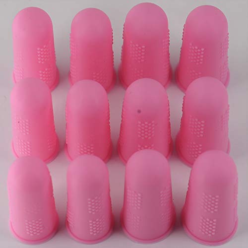Finger Protectors [Flex Series - 12-Pack] Silicone Non-Stick Finger Covers [Pink - Small (6) / Medium (6)] for Hot Glue/Sewing/Wax/Rosin/Resin/Honey/Adhesives/Scrapbooking - Thumbnail 2