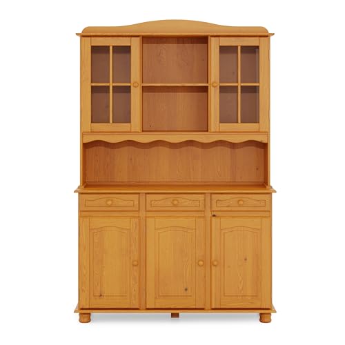 MOBLIT Alacena Altea, realizada en Madera de Pino Macizo, Serie Canet. Medidas 197x42 (altoxfondo). Traseras en MDF. (130 de Ancho, Miel)