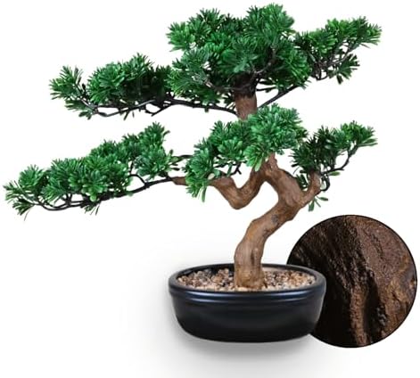Artificial Bonsai Tree 16" Tall with Realistic Wood and Ceramic P...