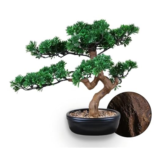 Permaplants Artificial Bonsai Tree 16" Tall with Realistic Wood and Ceramic Pot Fake Plants Juniper Pine Zen Faux Plants for Home Bedroom Office Bathroom Japanese Decor