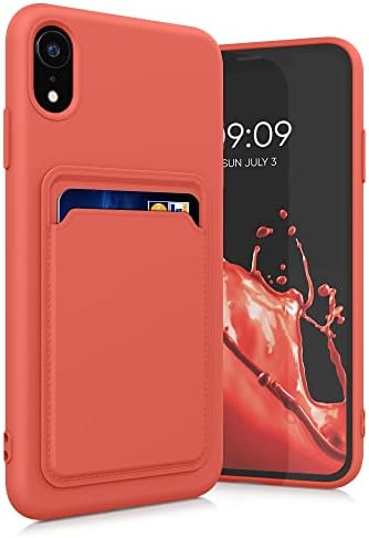 kwmobile Case Compatible with Apple iPhone XR - Soft TPU Phone Cover with Credit Card Holder Slot on Back - Black