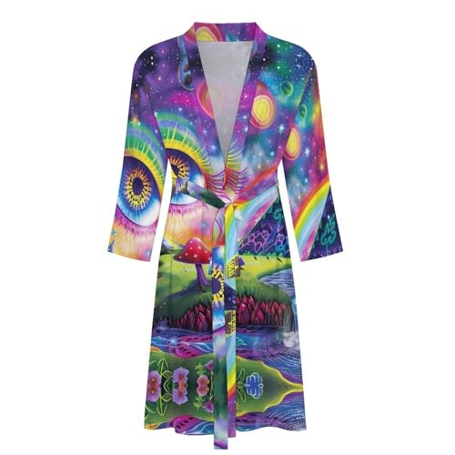 Magic Evil Eyes Mushroom Egyptian Pyramid Funny Men's Robe Soft Lightweight Bathrobe Long-sleeve Spa Robes4