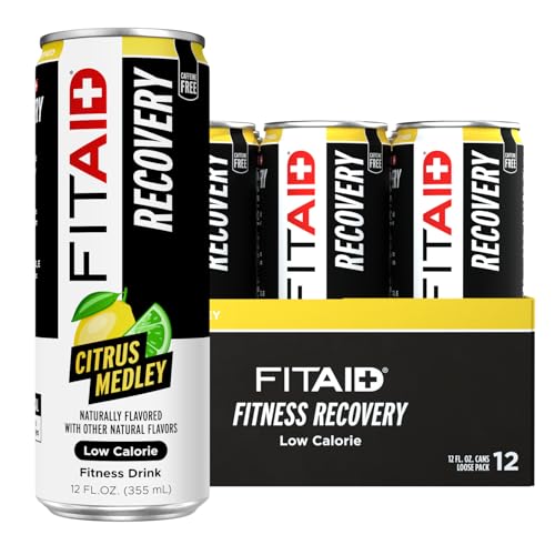 FITAID Recovery Blend, BCAAs, Vitamin B6, B12, Glucosamine, Electrolytes, 100% Clean, Paleo, B-Complex, Citrus Medley, No Sucralose, 12-oz. cans (Pack of 12)