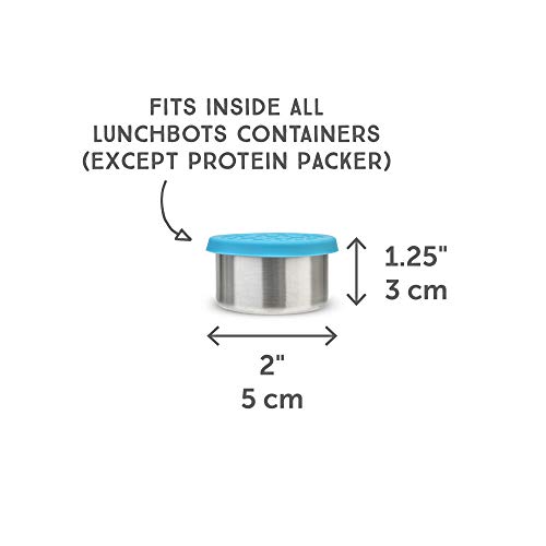 LunchBots 1.5oz Leak Proof Dips Condiment Containers - Set of 3 (1.5 oz) - Spill Proof in Bags and Bento Boxes - Food Grade Stainless Steel and Silicone Lids - Dishwasher Safe - Aqua Set - Thumbnail 4