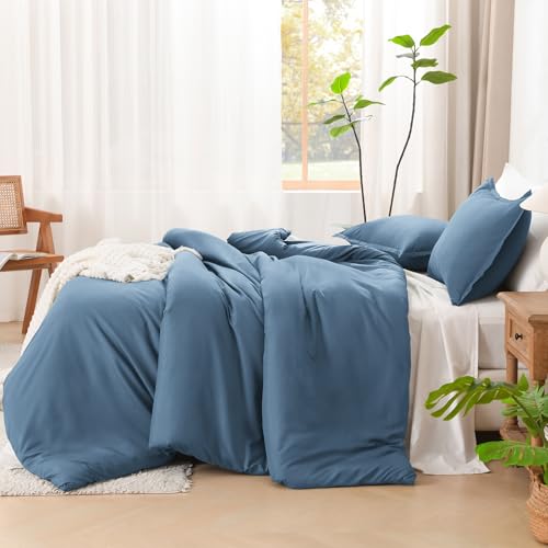 Litanika Comforters Queen Size Ocean Blue, 3 Pieces Lightweight Solid Bedding Set & Collections, All Season Fluffy Bed Set (90x90 Inches Comforter & 2 Pillowcases) - Thumbnail 5