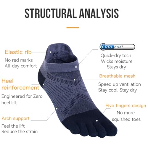 Image of Toe Socks Cool-max Running Socks for Men Women 3 Pairs Athletic Breathable Five Finger Socks