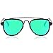 SojoS Fashion Aviator Unisex Sunglasses Flat Mirrored Lens Double Bridge SJ1051 Matte Black Frame/Green Mirrored Lens