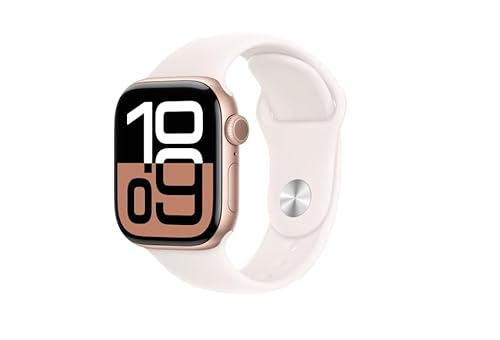 Apple Watch Series 10 [GPS, 46mm] - Rose Gold Aluminium Case with Light Blush Sport Band, One Size (Renewed)