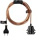 Produktbild Hoopzi - Bala - Fassung e27 mit Kabel - Lampenfassung e27 mit Kabel und Schalter - Textilkabel mit Fassung - Lampenkabel - Pendelleuchte - 4,5 Meter - 36 Fraben - Kupfer