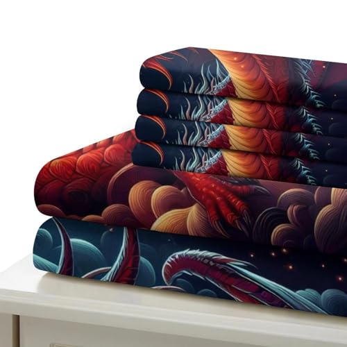 Parure de lit dragon effet 3D finition haut de gamme microfibre 140x200