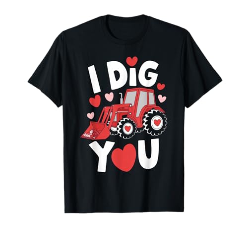 Tractor I Dig You Valentines Day Shirt Boys Kids Girls Gifts Maglietta