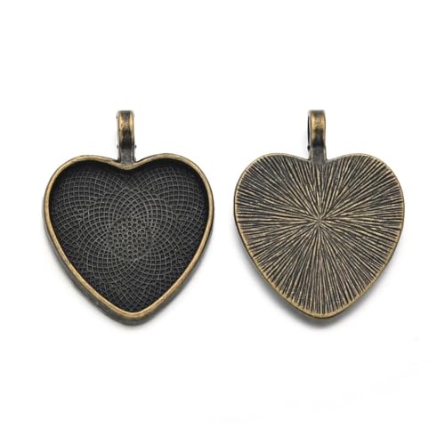 20pcs Large Sturdy Heart Bezel Tray Frames Pendant Base Blank