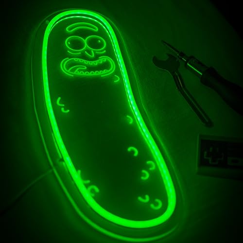 Cartoon Pickle LED neon Sign for Wall Decoration, Anime neon Light Sign for Man cave Decor, Christmas Ornament, Party and Game Room Decoration, Dimmable Dill neon Sign USB Power (Green L)