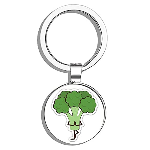 HJ Media Broccoli Yoga Healthy Lifestyle Metal Round Metal Key