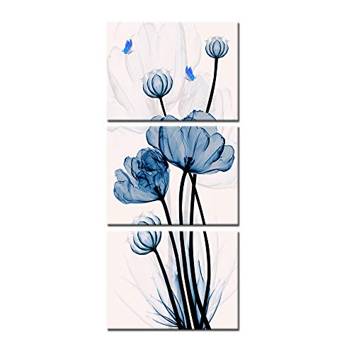 iKNOW FOTO 3pcs Abstract Blue Flower Canvas Wall Art for Bathroom Elegant Transparent Flowers Canvas Print Wall Art Painting Minimalism Decor Still Life Framed Artwork for Bathroom iKNOW FOTO 3pcs Abstract Blue Flower Canvas Wall Art for Bathroom Elegant Transparent Flowers Canvas Print Wall Art Painting Minimalism Decor Still Life Framed Artwork for Bathroom