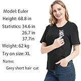 Mens Pocket Cat T Shirt Funny Printed Peeking Pet Kitten Animal Tee for Guys Gift (Black-K4, M)