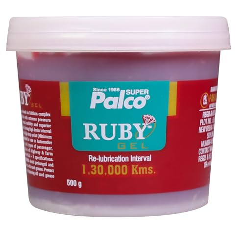 PALCO RUBY Gel Red Grease 500g (Pack of 1) NLGI-3 Extreme Pressure Industrial High Temperature Lithium Complex Water Resistant Grease for Car & Machinery for Long Lasting Performance Up to 130000 Kms