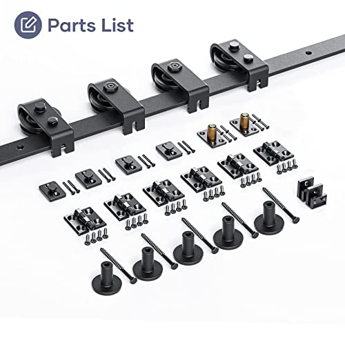 Finosen 64'' Bi-Folding Sliding Barn Door Hardware Track Kit For Four 15'' Doors,Top Mount Installation,Heavy Duty Roller,Smoothly And Quietly,Black(Door Not Included) #TOP2