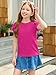 Haloumoning Girls Ruffle Sleeve T Shirts Summer Short Sleeve Casual Cute Crewneck Tops Tees 5-14 Years Rose Red