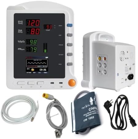 TenTabs CMS 5100 3 para Patient Monitor (with Pediatric Probes) | Measures SPO2, NIBP, Pulse Rate, Temperature | TFT LCD Display | Suitable for Pediatric Patient (1 Yr Warranty)