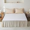 Biselina french linen pleated bed skirt 18 tailored draped natural linen cotton blend basic dust border soft comfort farmhouse bedding 18 king linen  urban country home decor