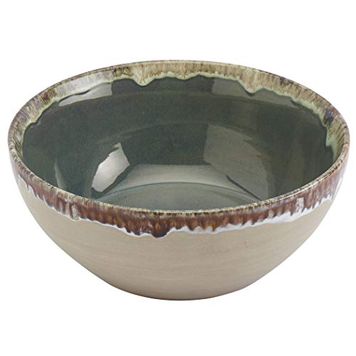 Tabletops Gallery Tuscan Reactive Glaze Stoneware- Platter Serving Bowl Mixing Bowl Mug, Tuscan 3 Piece Serving Bowl Set (Blue, Green, And Brown) #TOP4