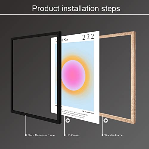 Ziyuan Black Aluminum Framed Art Colorful Gradient Aura Angel Numbers Poster Sets For Room Aesthetic Positive Quotes Canvas Wall Art Painting Minimalist Y2K Style Wall Decor For Bedroom Office 12X16In #TOP2