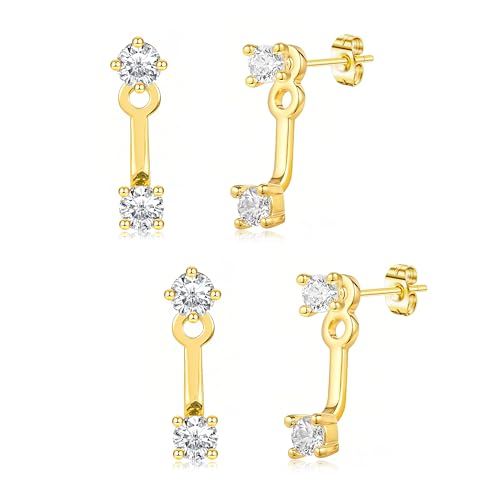 Inerney 2 Pairs Gold Jacket Earrings Set for Women