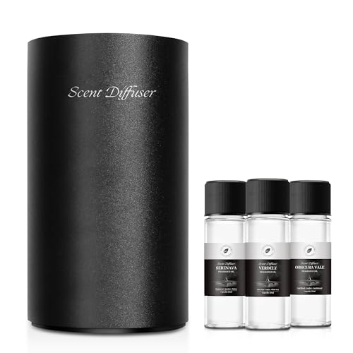 Waterless Essential Oil Diffuser Starter Kit - No Water Needed, Battery Operated Mini Scent Air Machine, Included 3x20ML Essential Oils, Portable Aromatherapy Diffuser for Home & Car & Office, Black