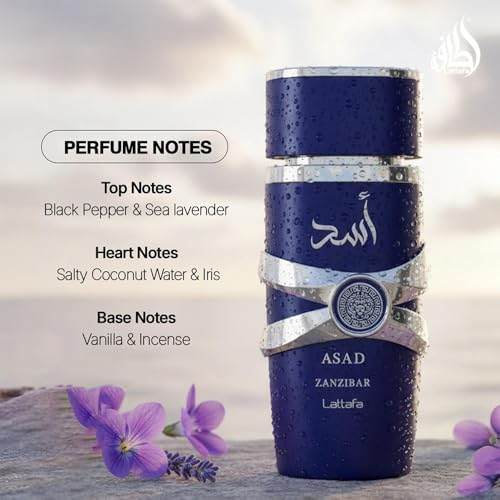 Image of Lattafa Asad Eau De Parfum 100ml Long Lasting Luxury Perfume Spray For Men | Premium Refreshing Oud and Musk Fragrances (Asad Zanzibar)