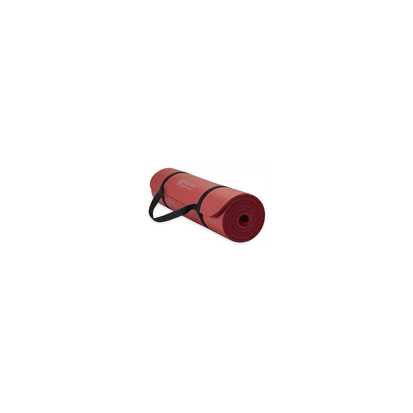 Gaiam Essentials Thick Yoga Mat with Easy-Cinch Strap (Red, 10mm)