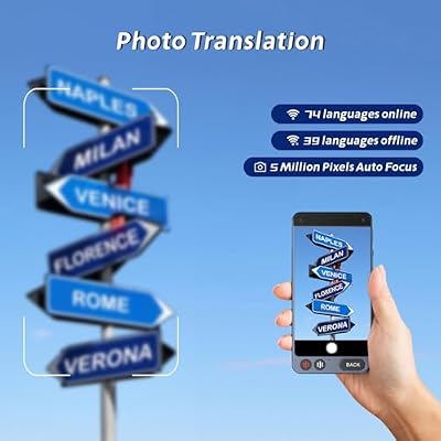 Language Translator Device, 142 Languages AI Translator with 2000mA Battery, Two Way Real-Time Voice Translation, Portable Smart Instant Translator for Voice/Text/Photo