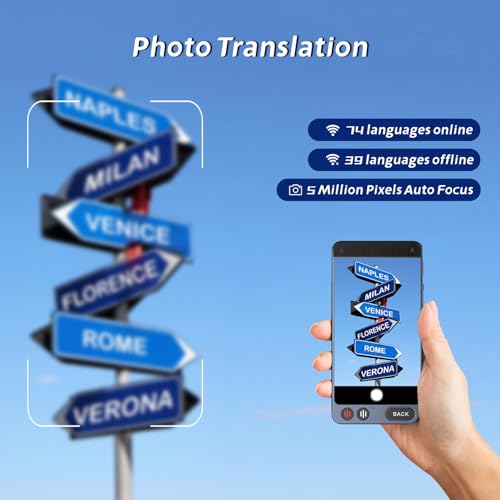 Übersetzer Sprachübersetzer Gerät, 142 Sprachen AI Übersetzungsgerät mit 2000mA Akku, Unterstützt WLAN, Hotspot, Offline-Übersetzung, Foto & Sofortige Zwei Wege-Übersetzung, für Reisen Business