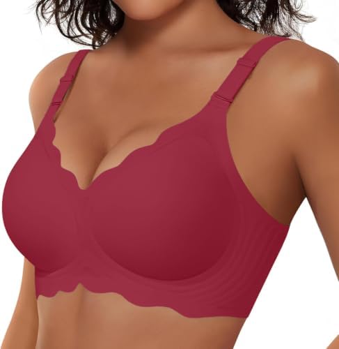 TUNANAN BH Damen Ohne Bügel, Soft Seamless BH Jelly Push Up Bügelloser BHS, V-Ausschnitt, Creamy Komfort, Nahtloser Entlastungs Tshirt Bra Mit Sanft Stütze, Klassische Sport Bustie
