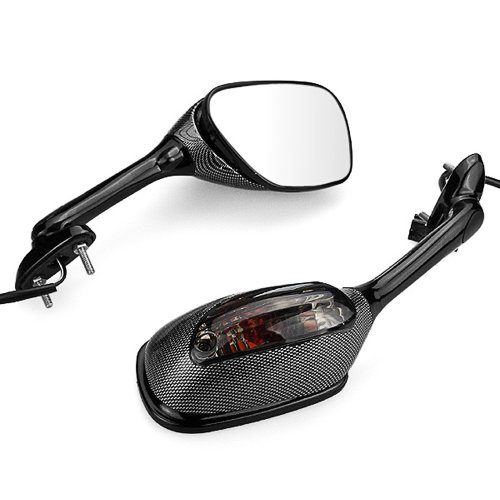 2X Carbon Style Integrated Turn Signal Side Mirror Blinker for Motorcycle Racing Sport Bike Suzuki 06 07 08 GSXR-600 GSXR-750 GSXR-1000