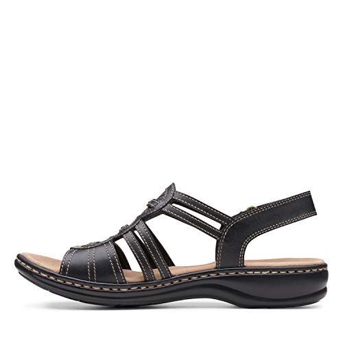 Clarks Clarks womens Leisa Janna Sandal, Black Leather, 10 US