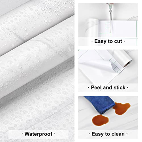 Skyblur Marble Countertop Contact Paper Stick and Peel Glossy White Grey Marble Contact Paper for Countertops Waterproof Removable Wallpaper for Kitchen Counter Cabinets Desktop Wall 24 x 118 inches - Thumbnail 6