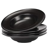 Hoxierence - Ceramic Wide Rim Soup Bowls, 10 Oz Matte Rim Pasta Bowls, Suitable for Salad, Dessert,