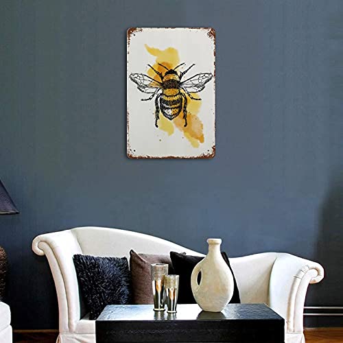 Anique-Tin-Sign-BEE-Metal-Tin-Sign-Retro-Nostalgic-Tin-Sign-Fun-Decorative-Sign-for-Home-Kitchen-Bar-Room-Garage-Decor-Insect-Honey-Bumblebee-Gift-for-Her-Gift-for-Mum-8×55-Inch Anique Tin Sign BEE Metal Tin Sign Retro Nostalgic Tin Sign Fun Decorative Sign for Home Kitchen Bar Room Garage Decor Insect Honey Bumblebee Gift for Her Gift for Mum 8×55 Inch
