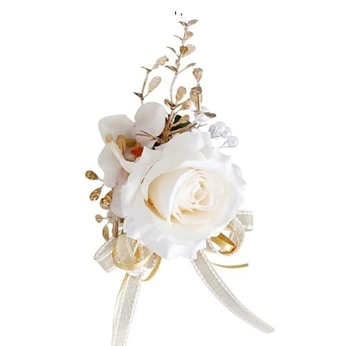 HUFFA Simulated Rose Corsage Wrist Flower for Weddings | Elegant Bride & Groom Wrist Flower for Banquets(Wristflower)
