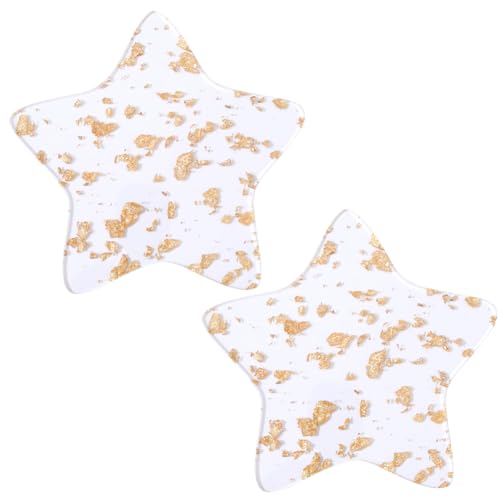 GORGECRAFT 2 Dessous de Verre Irrégulier en Feuille d'or en Acrylique Transparent en Forme D'Étoile, Tapis de Tasse Transparent Résistant à la Chaleur pour...