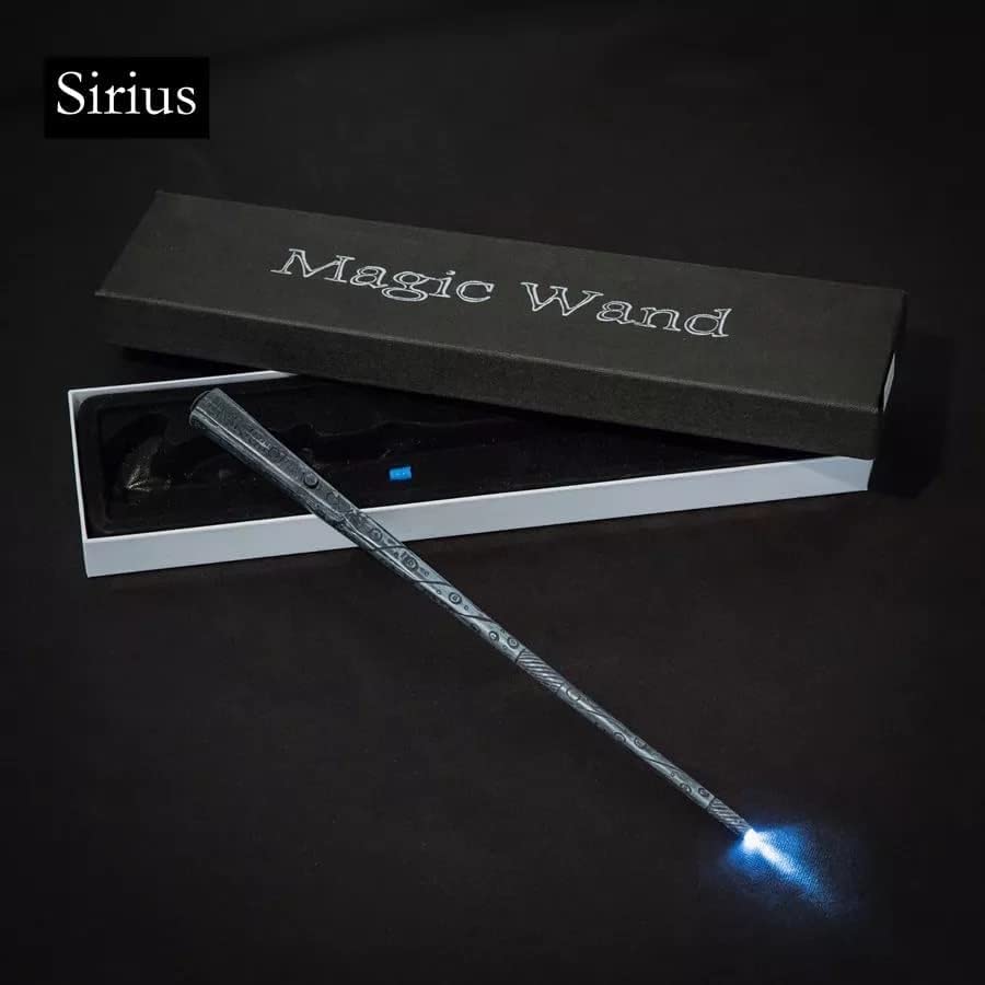Image of MilesMagic Harry Potter Wand with Magic Spell and Platform Ticket | Wizard Cosplay Light Up LED Sorcerer s Witchcraft Magic Dress Up Wand for Potterheads | 33 cm | (Sirius Black)