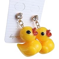Algopix Similar Product 11 - Polytree Cute Yellow Duck Drop Earrings