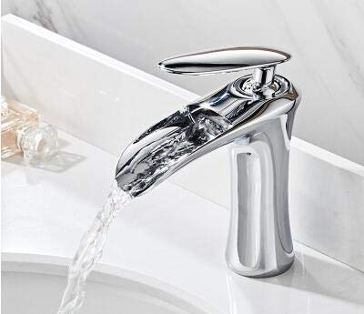 Robinet cascade chrome pour lavabo en laiton élégant