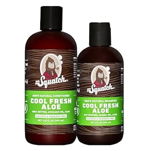 Dr. Squatch Cool Fresh Aloe Men’s Shampoo + Conditioner Hair Bundle – Keeps Hair Looking Full, Healthy, Hydrated